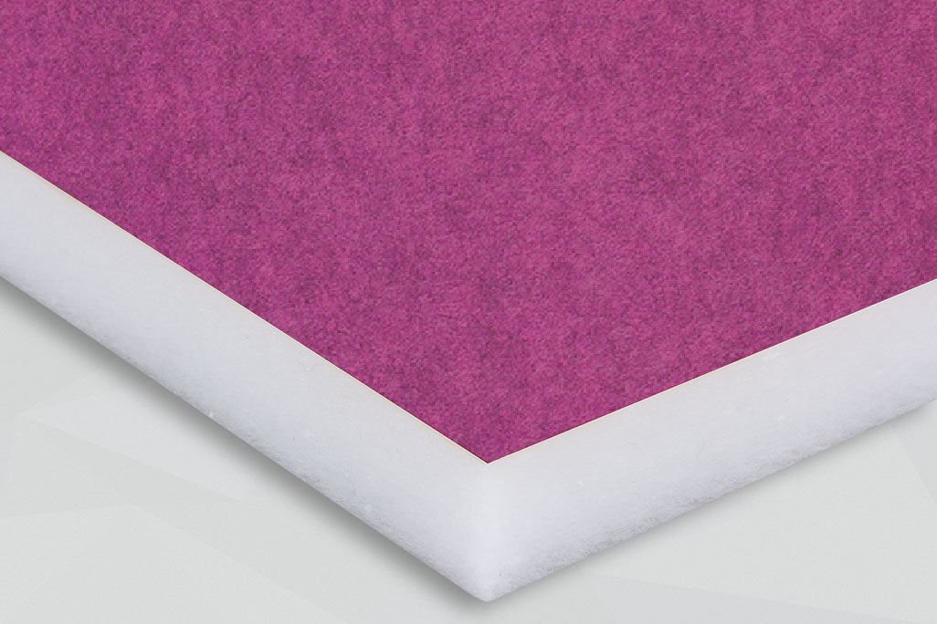 Section of a PES fleece absorber with colored fleece surface, pink color