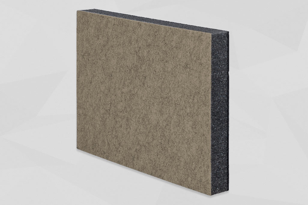 soni COMPOSITE Beige Section of a sound insulation panel for sound transmission insulation with beige felt surface