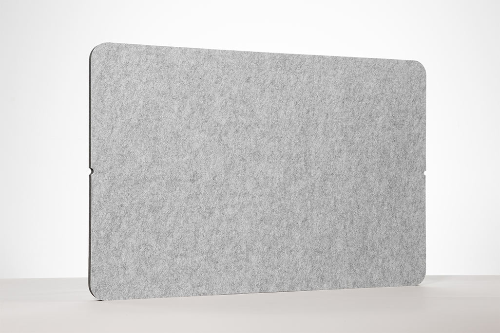 Table divider from soniflex photographed against a light grey background, color light grey