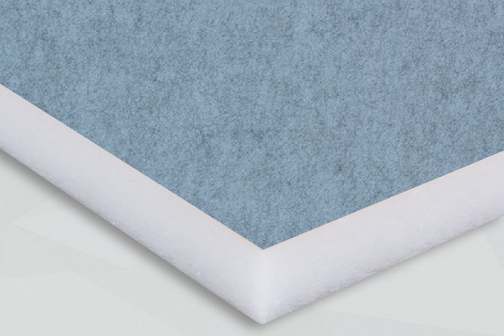 Section of a PES fleece absorber with colored fleece surface, blue color