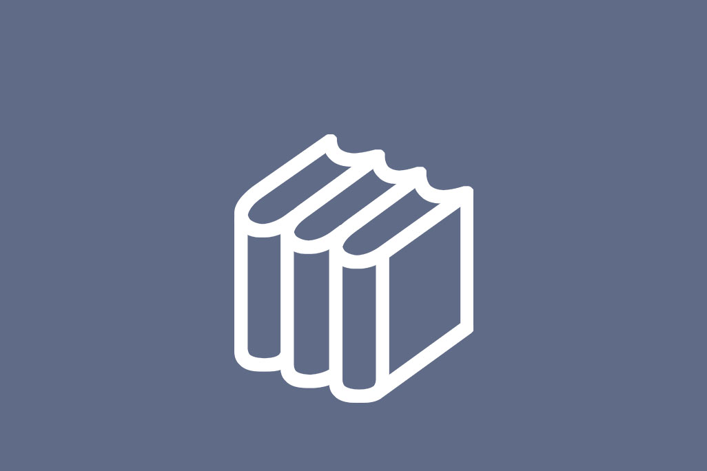 Icon of 3 books on a blue background